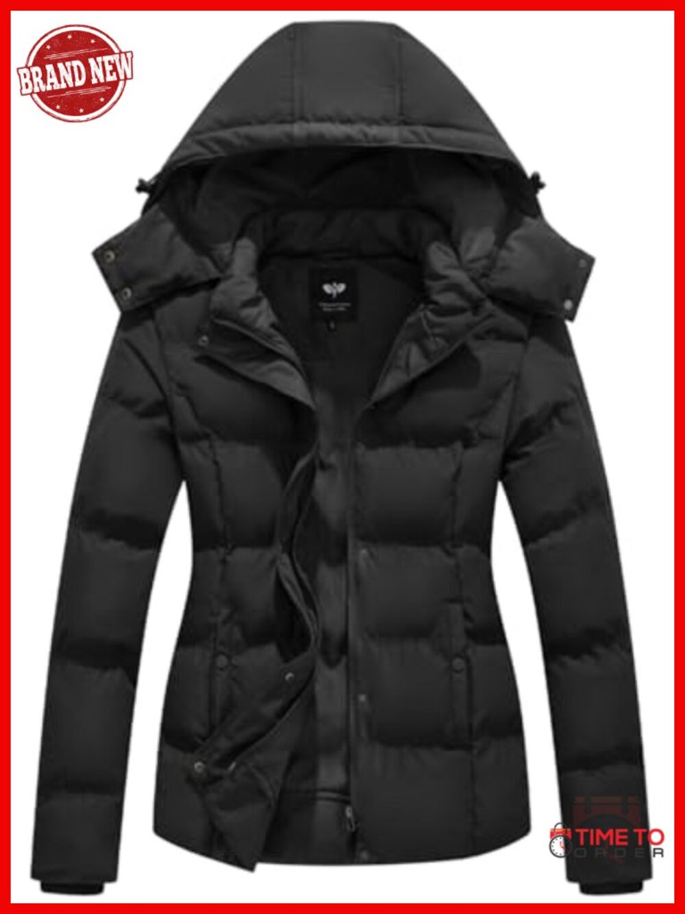 Quilted Puffer Jacket Warm Winter Coat with Removable Hood